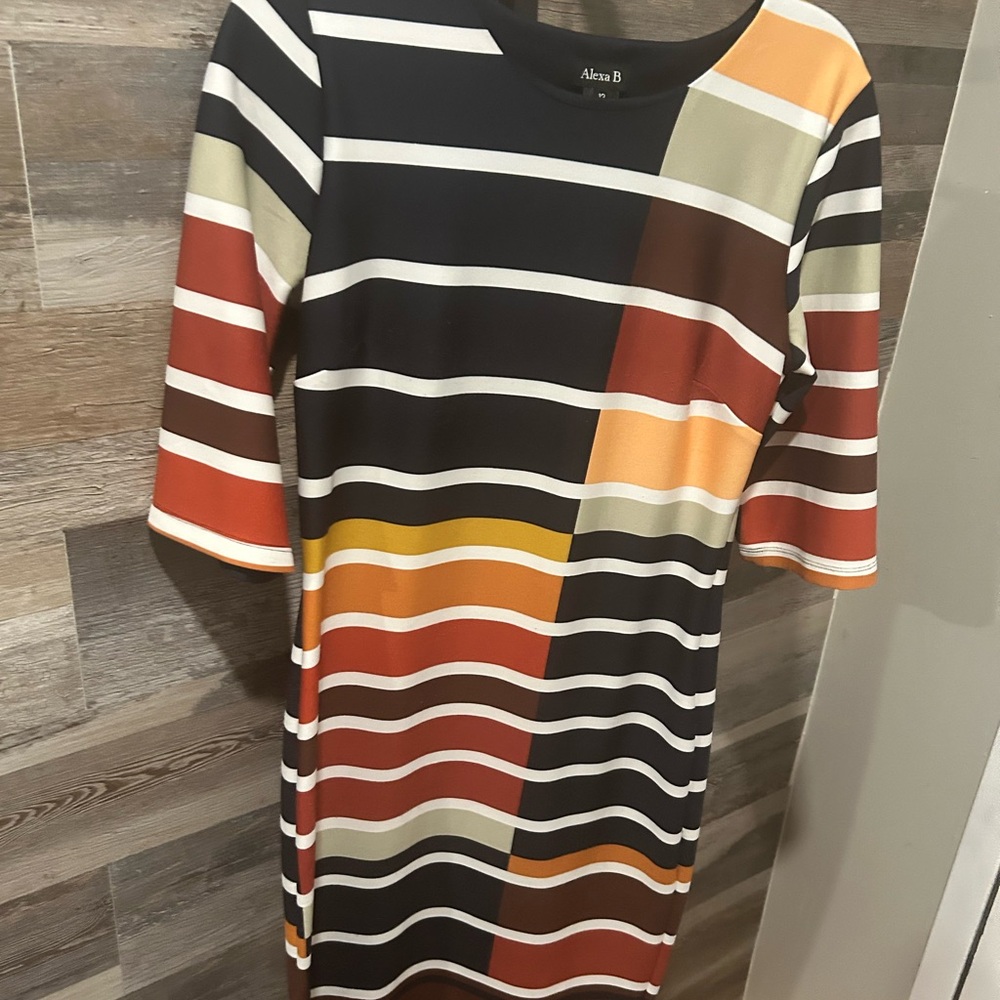 Alex B Striped Multicolor Dress (women size 12)